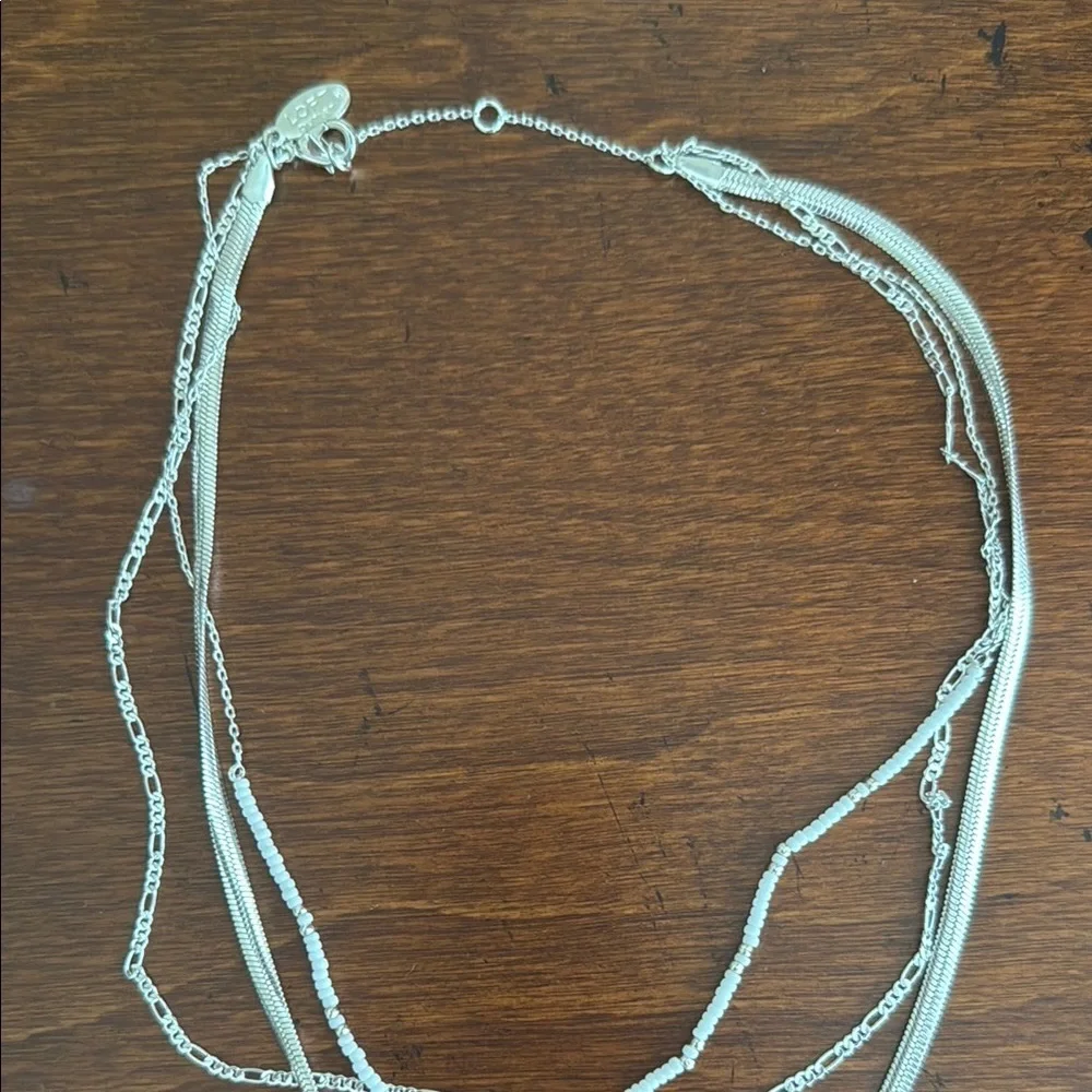 LOFT Outlet Women's Fashion Jewelry 3 Tier Silver Necklace OS NWOT - Picture 4 of 6